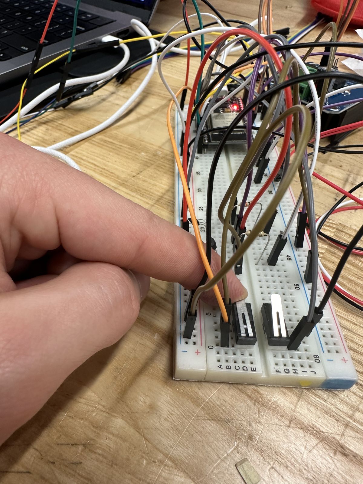 Breadboard wiring for the ESP32, LiDAR and motor drivers